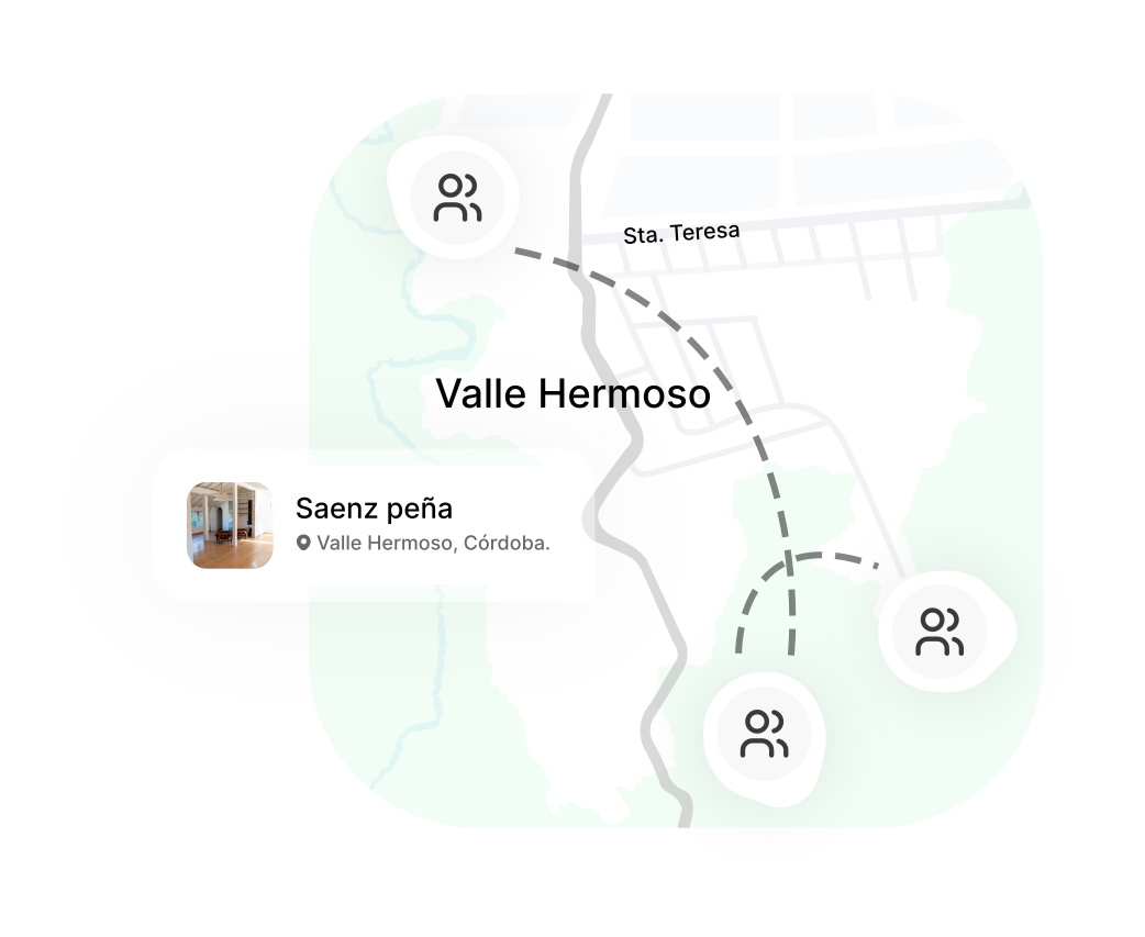 Mapa de cobertura inmobiliaria en Córdoba Capital y Sierras